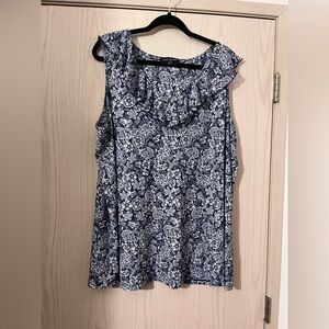 Lane Bryant Floral Sleeveless Top in Blue and White